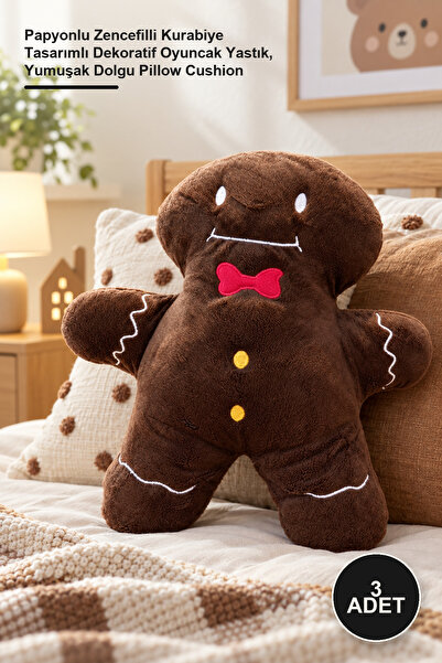 Yenilig 3 Pieces Cookie Man Plush Pillow – Decorative Toy Pillow with Gingerb...