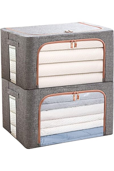 Arabest 2 Pack Foldable Linen Storage Bags with Steel Frame and Clear Window,...
