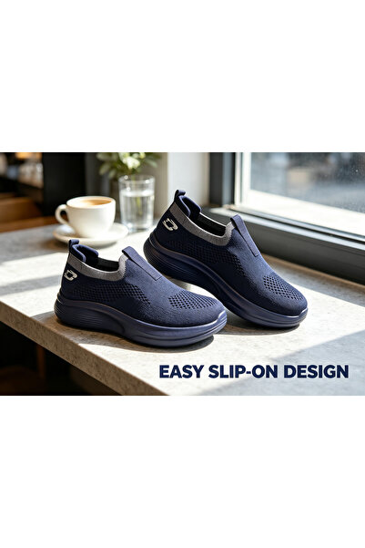 huanxiwa Men's Flyknit Slip-on Casual Shoes 5cm Platform Height-Increasing Br...