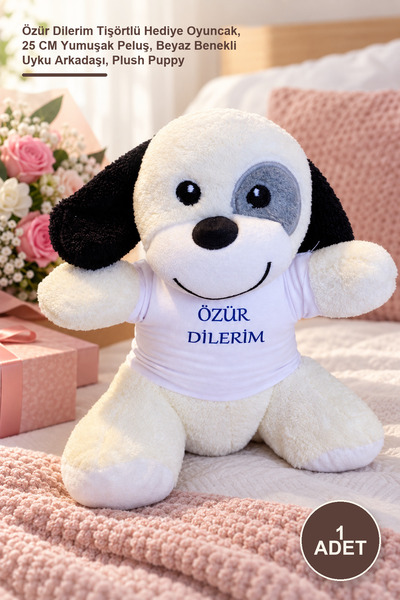 Yenilig 1 Piece Plush Dog - I'M Sorry T-Shirt Gift Toy, 25 cm Soft Plush, Whi...