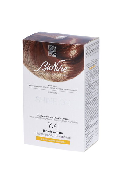 BioNike Shine On, Vopsea de păr permanentă, 7.4 Blond Cupru, 145 ml