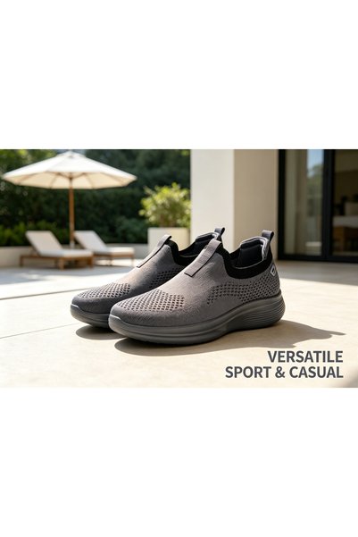 huanxiwa Men's Flyknit Slip-on Casual Shoes 5cm Platform Height-Increasing Br...