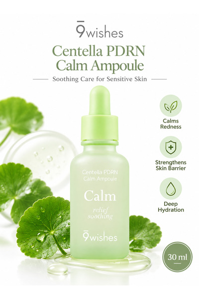 9WISHES Centella PDRN Calm Ampoule | 30 ml Soothing Face Serum | Centella Asi...