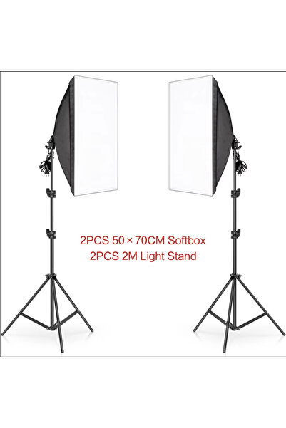 SH Photography lighting kit, 2pcs x50x70cm softbox, 2pcs x2m tripod and No bu...