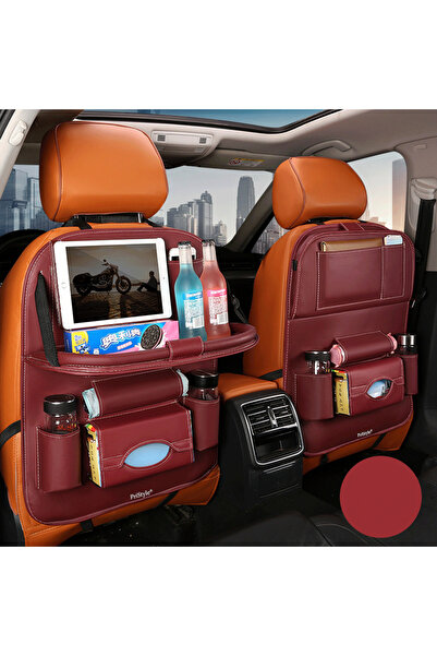 PriStyle Set of 2 Multifunctional Car Organizers for Seat Backs, Folding Tabl...