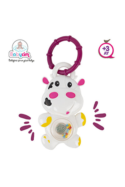 BABYCİM Işıklı ve Sesli İnek Çıngırak Bebek Oyuncağı Askılı Aktivite Oyuncağı...