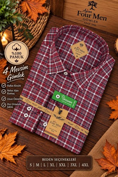 Elines butiq Erkek Klasik Model Ekose Desenli Tek Cepli Yakası Alttan Düğmeli...