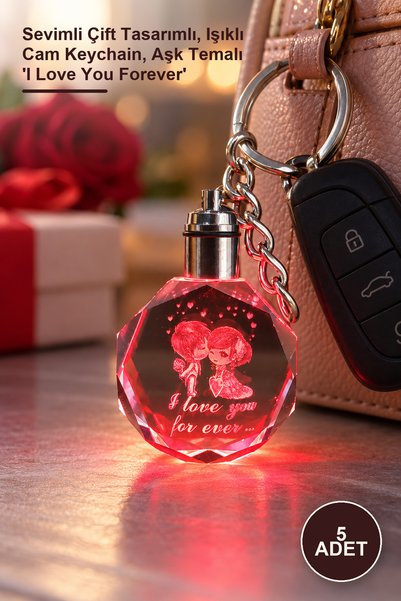 Yenilig 5 Pieces Crystal Color-Changing Keychain – Adorable Couple Design, Li...