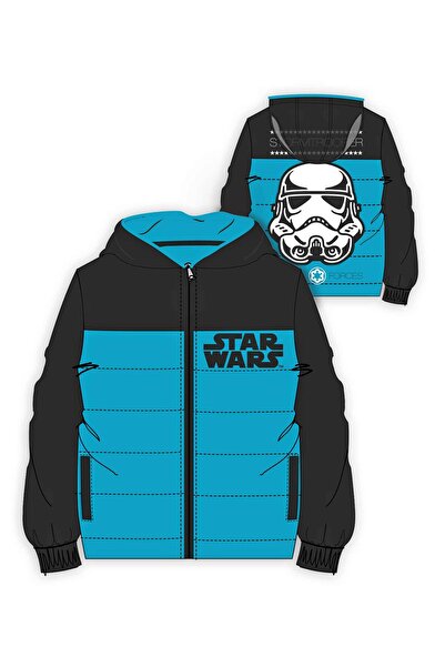 Star Wars Jachetă vătuită albastră cu glugă și interior microfleece, exterior...