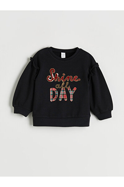 LC Waikiki Crew Neck Text Printed Girls' Sweatshirt