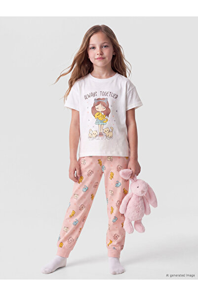 LC Waikiki Short Sleeve Girls Pajama Set