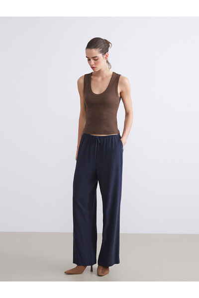 LC Waikiki Linen Blend Women's Pants with Elastic Waist