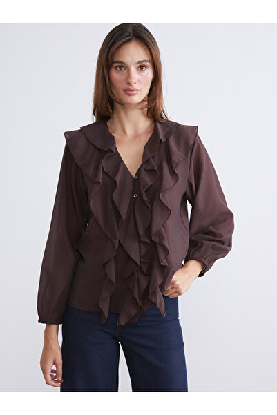 LC Waikiki Blouse with V-Neck and Ruffles