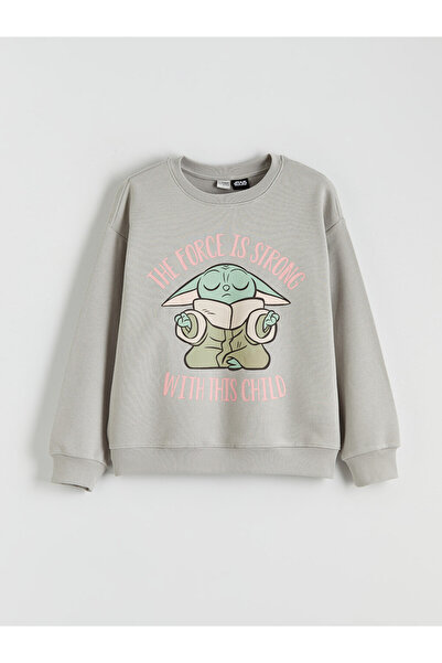 LC Waikiki Crew Neck Star Wars Printed Thick Sweatshirt for Girls
