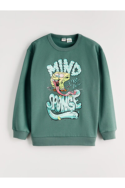 LC Waikiki Boys Crew Neck Sweatshirt with SpongeBob Print