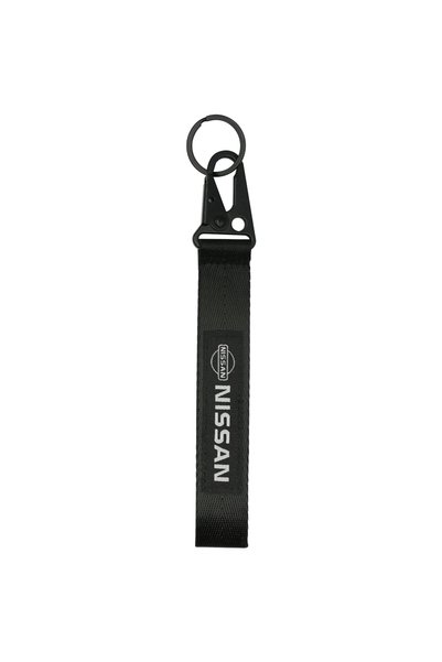 Nissan Premium Car Keychain Strap With Metal Clip Ring Black Fabric Key Holde...