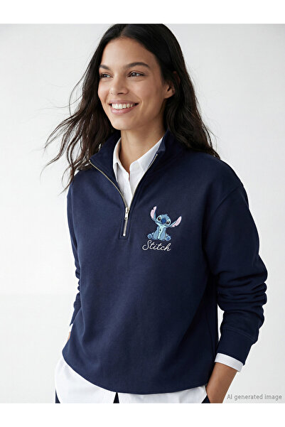 LC Waikiki Stitch Printed Oversized Women's Thick Sweatshirt