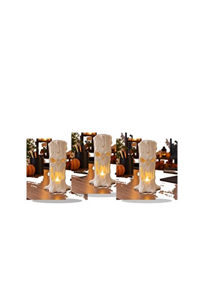 OEM Set de 3 suporturi LED pentru lumânări tip pastilă de Halloween – Fantome...