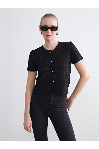 LC Waikiki Crew Neck Self-Patterned Cardigan for Women
