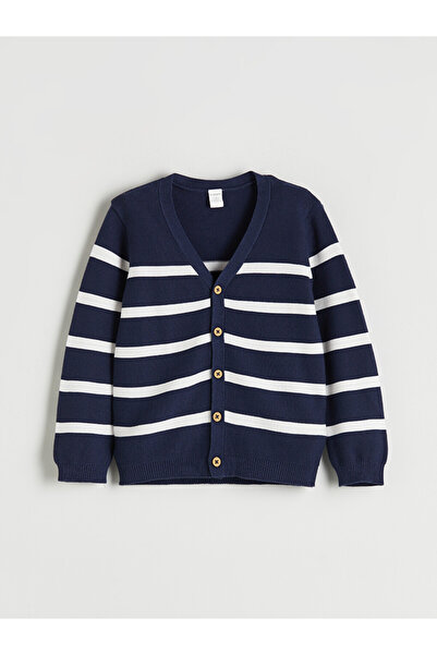 LC Waikiki V-Neck Striped Boys Cardigan
