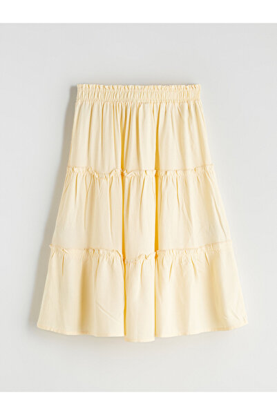 LC Waikiki Vizyon New Season Yellow Layered Girls' Skirt with Elastic Waist