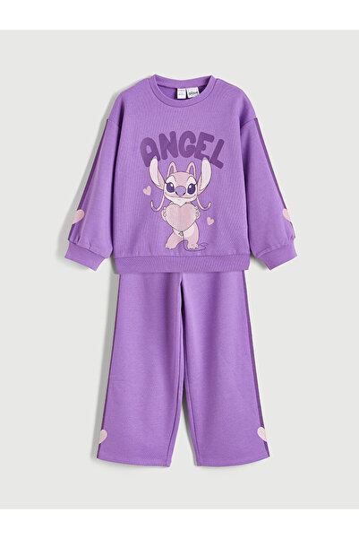 LC Waikiki Angel Printed Girls Sweatshirt and Sweatpants Set