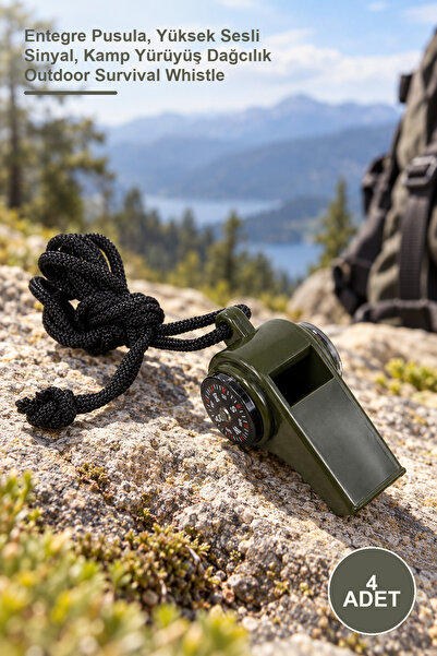 4 Adet Pusulalı Çok Fonksiyonlu Acil Durum Düdüğü – Entegre Pusula, Yüksek Sesli Sinyal, Kamp Yürüyüş Dağcılık Outdoor Survival Whistle