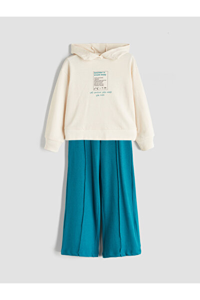 LC Waikiki Hooded Set in Sweatshirt and Sweatpants for Girls