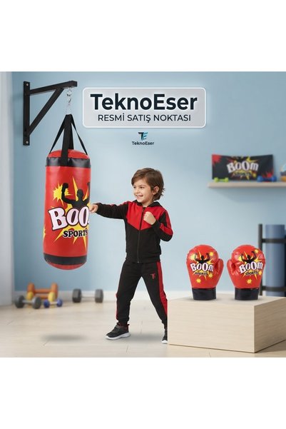 tervona Çocuk Boks Seti Kırmızı - Boks Torbası, Eldiven ve Duvar Askı Aparatı