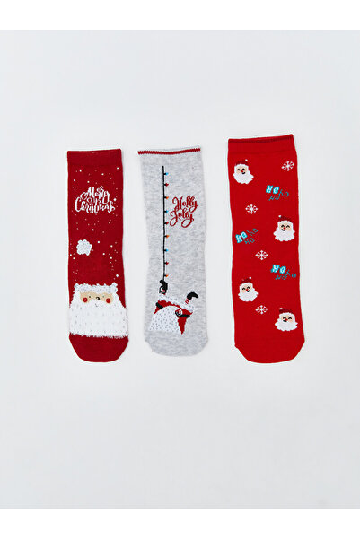 LC Waikiki Christmas Designed Ankle Socks for Girls, 3 Pack