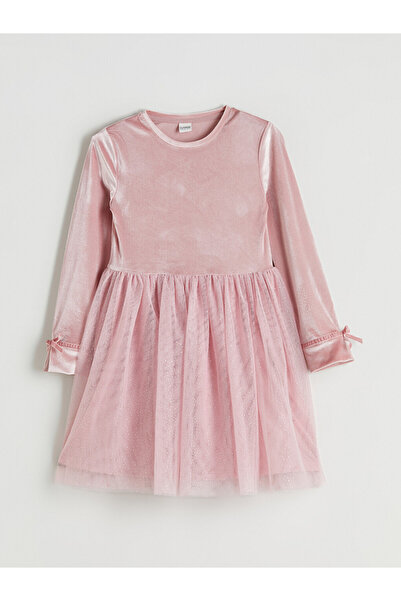 LC Waikiki Crew Neck Sparkly Girls' Velvet Tutu Dress