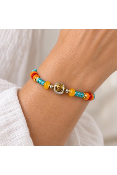 HER ŞEY NOTA www.herseynota.com Turquoise Orange Beaded Silver Gold Detailed ...