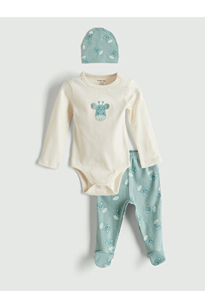 LC Waikiki Envelope Collar Long Sleeve Printed Baby Boy Suit 3 Piece