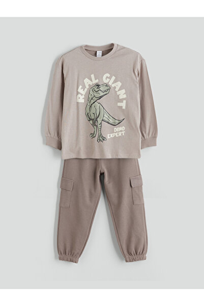LC Waikiki Dinosaur Printed Boys Sweatshirt and Sweatpants