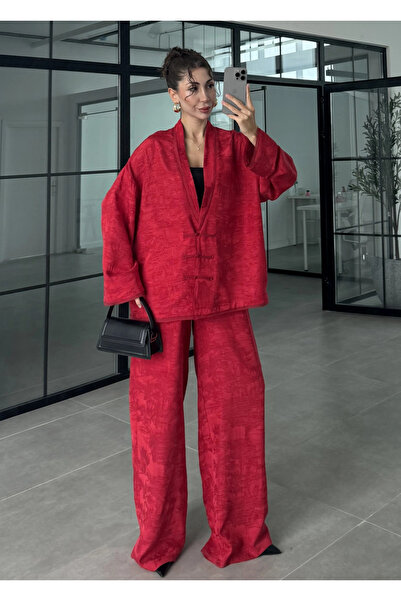 My Blog Red Jacquard Kimono Set - 51479