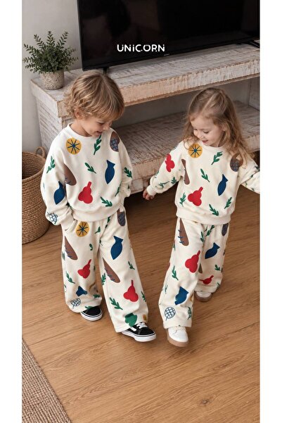 UNİCORNKİDS Unicorn Kids Çocuk Beyaz Desenli Alt Üst Takım