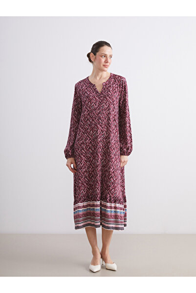 LC Waikiki Notch Neck Patterned Shirt Dress