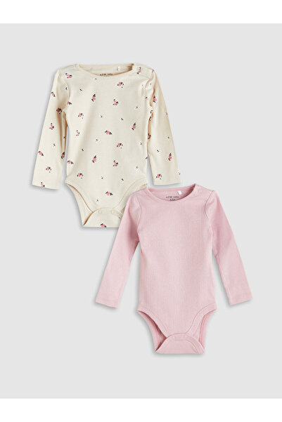 LC Waikiki Long Sleeve Baby Girls Snap Bodysuit 2-Pack