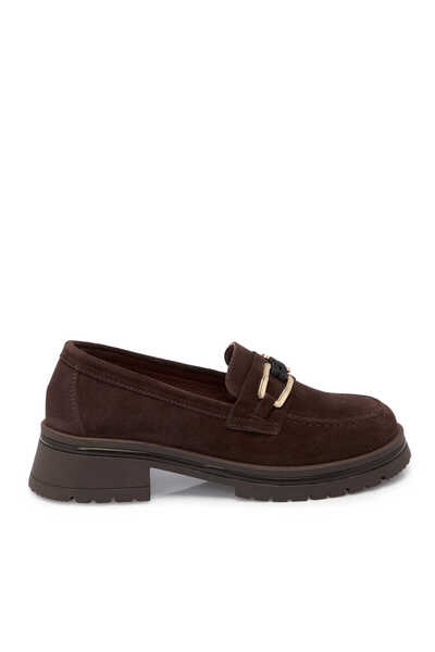 Tergan Kahverengi Hakiki Süet Deri Kadın Loafer - K25S1AY68166-B85