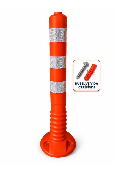 SerBugo Trafik Esnek Delinatör 75 Cm Plastik Kırmızı Otopark Yol Duba Koni 75 Cm