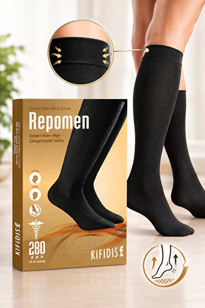 Kifidis Repomen 280 Denye 19-21 mmHg Orta Basınç Unisex Diz Altı Çorabı