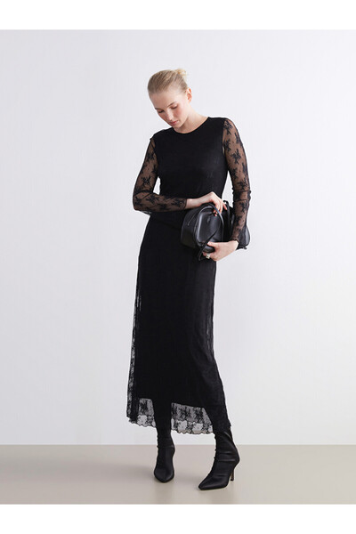 LC Waikiki Crew Neck Lace A-Line Dress