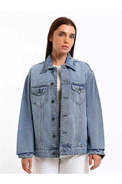 LC Waikiki Jacket with Collar for Women in Denim
