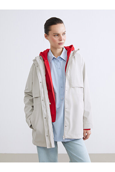 LC Waikiki Faux Leather Hooded Women's Raincoat