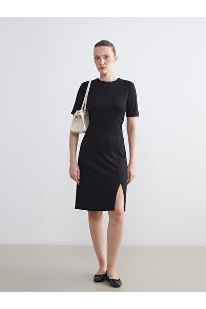 LC Waikiki Crew Neck Dress with Slit Detail
