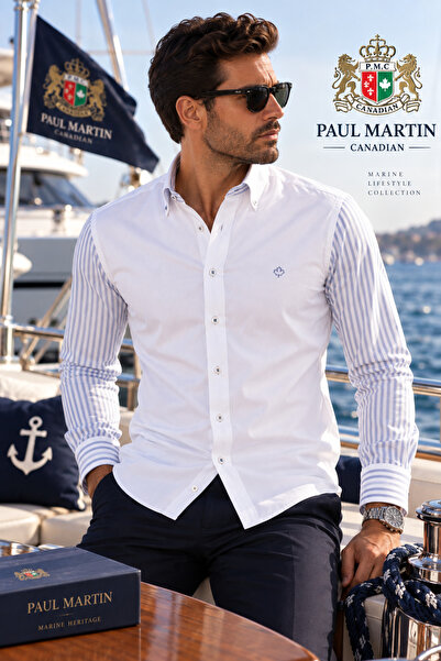 Paul Martin Canadian Paul Martin Striped Sleeves Model Men's Shirt