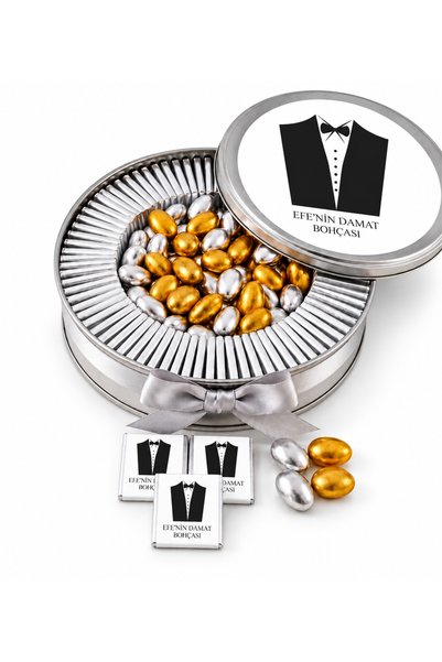Taze Çikolata Damat Bohçası Çikolatası Yuvarlak Metal Kutu Madlen İsteme Söz ...