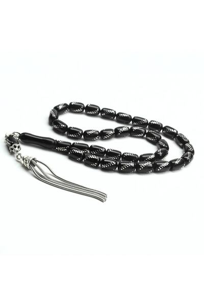 BlackCraft Double Wrapped Capsule Cut Stone Rosary
