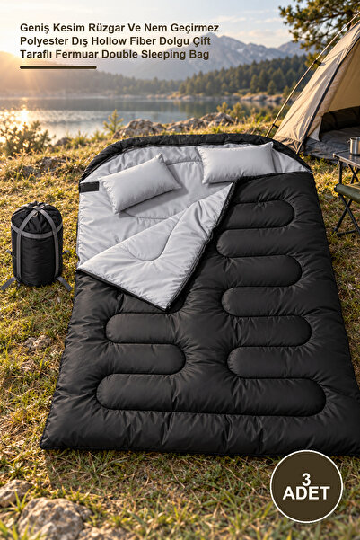 Yenilig 3-Piece Double Camping Sleeping Bag – Wide Cut, Wind and Moisture Res...