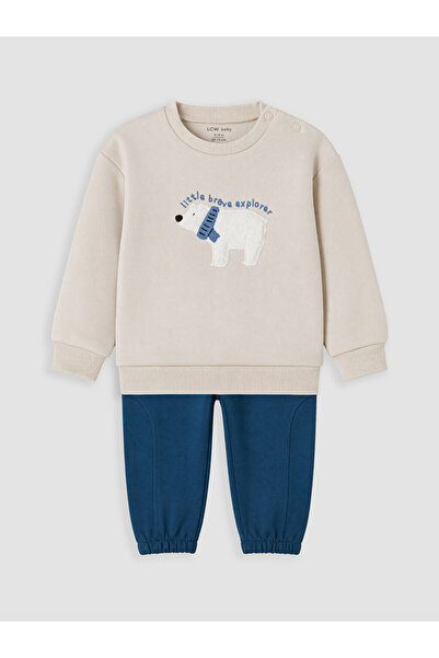 LC Waikiki Polar Bear Print Baby Boys' Sweatshirt and Sweatpants